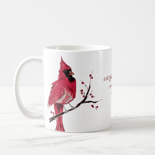 Cardinals Appear When Angels Are Near Watercolor Coffee Mug (Left)