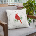 Cardinals Appear When Loved Ones Are Near Throw Pillow<br><div class="desc">Honour your loved one with this beautiful red cardinal tribute. The words read Cardinals appear when loved ones are near. It can be personalized with the name and dates of your loved one.</div>