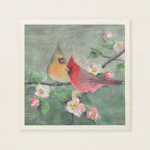 CARDINALS & APPLE BLOSSOMS by SHARON SHARPE Napkin