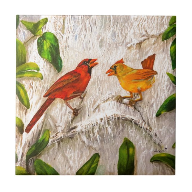 Cardinals art. Singing of love Tile (Front)