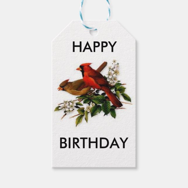 Cardinals Bonne étiquette cadeau d'anniversaire (Devant)