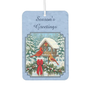 Cardinals Christmas Feast Blue Car Air Freshener