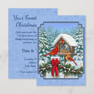 Cardinals Christmas Feast Blue Invitation
