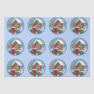 Cardinals Christmas Feast Blue Tissue Paper