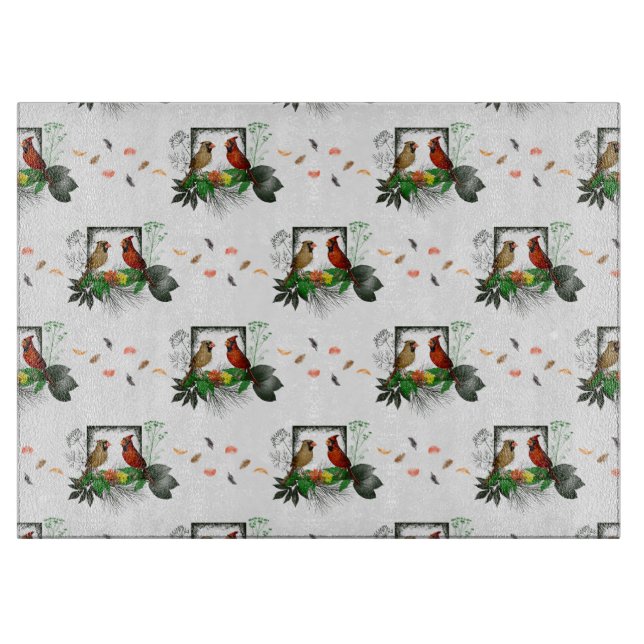 Cardinals Corner Glass Cutting Board (Front)