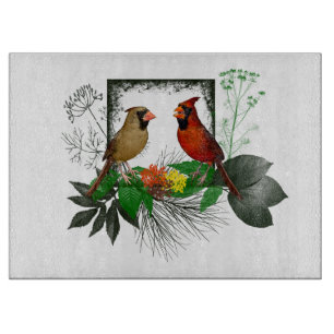 Cardinals Corner Glass Cutting Board