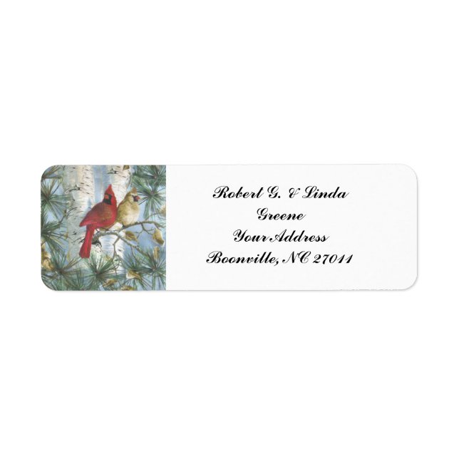 CARDINALS : ÉTIQUETTES D'ADRESSE DE RETOUR (Devant)