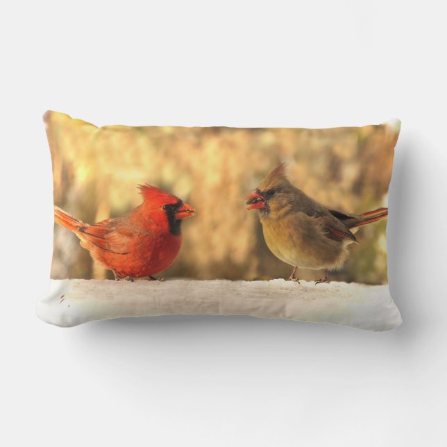 Cardinals in Autumn Lumbar Pillow (Front)