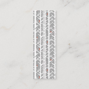 Cardinals in the Birch Trees Light Grey Bookmark Mini Business Card