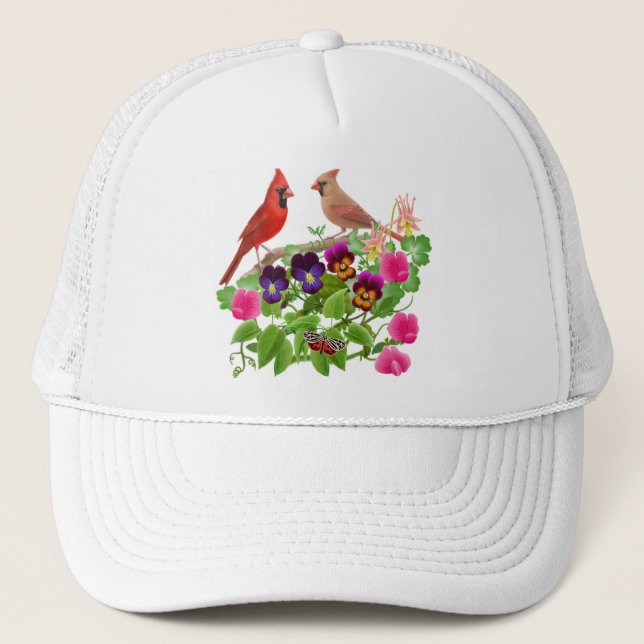 Cardinals in the Garden Mesh Hat (Front)