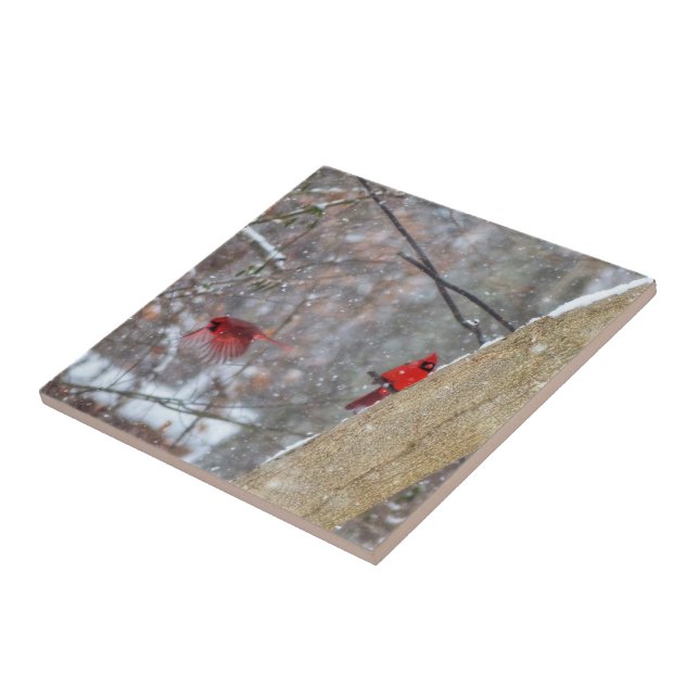 Cardinals in the Snow Tile (Side)