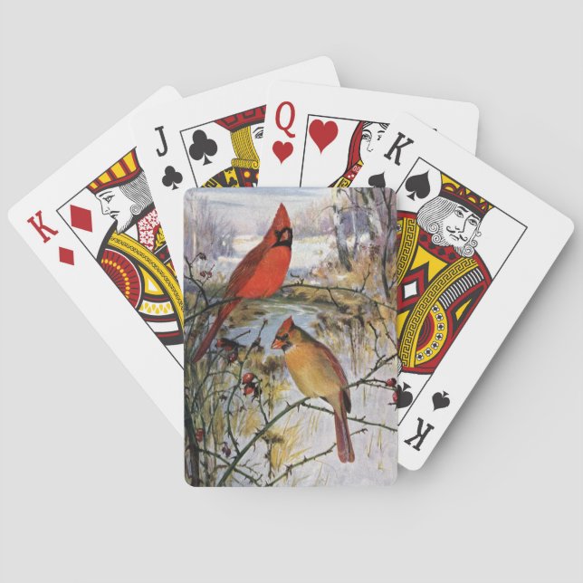 Cardinals in Winter Playing Cards (Back)