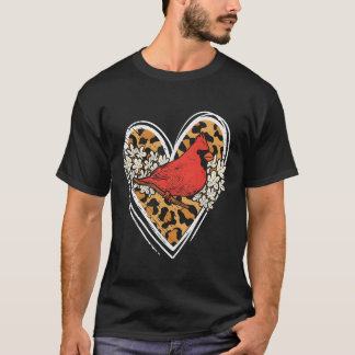 Cardinals Love Cardinal Bird Leopard Heart Print G T-Shirt