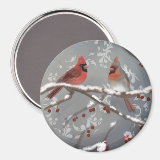 Cardinals on a Snowy Branch Magnet
