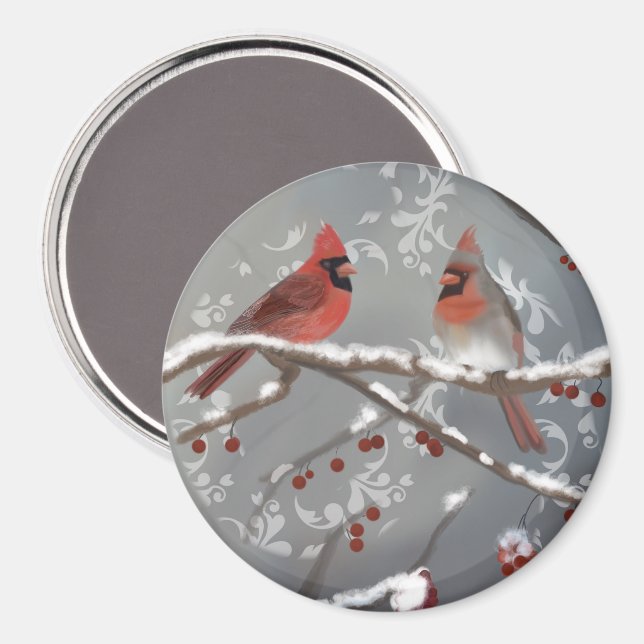 Cardinals on a Snowy Branch Magnet (Front/Back)