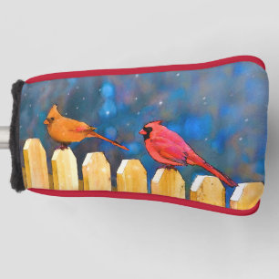 Cardinals on the Fence Painting - Original Art Golf Head Cover
