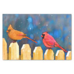 Cardinals on the Fence Painting - Original Art Tissue Paper