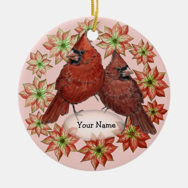 Cardinals Poinsettia ornements (Devant)