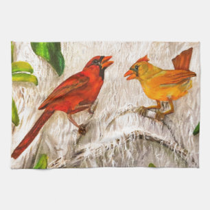 Cardinals. Singing of love Kitchen Towel