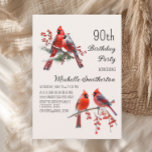 Cardinals Snow Winter Birds 90th Birthday Invitation<br><div class="desc">Beautiful red Cardinals on a snowy winter 90th birthday party invitation. Contact me for assistance with your customizations or to request additional matching or coordinating Zazzle products for your celebration.</div>