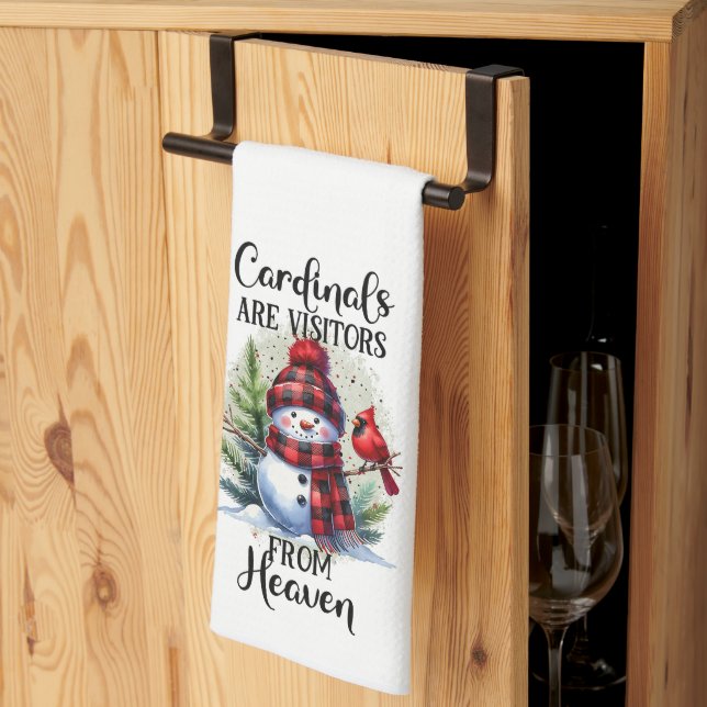 Cardinals & Snowman Kitchen Towel (Thirds Fold)