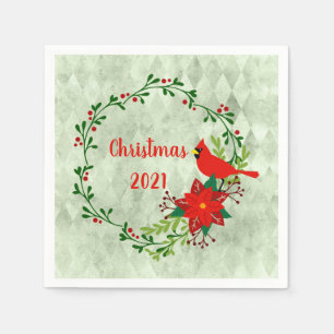 Cardinals Wreath Personalized  Napkin