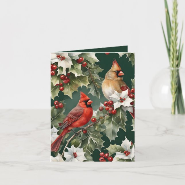 Cardinaux et carte de Noël Holly (Devant)