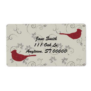Cardinaux et vignes florales Étiquettes de adresse