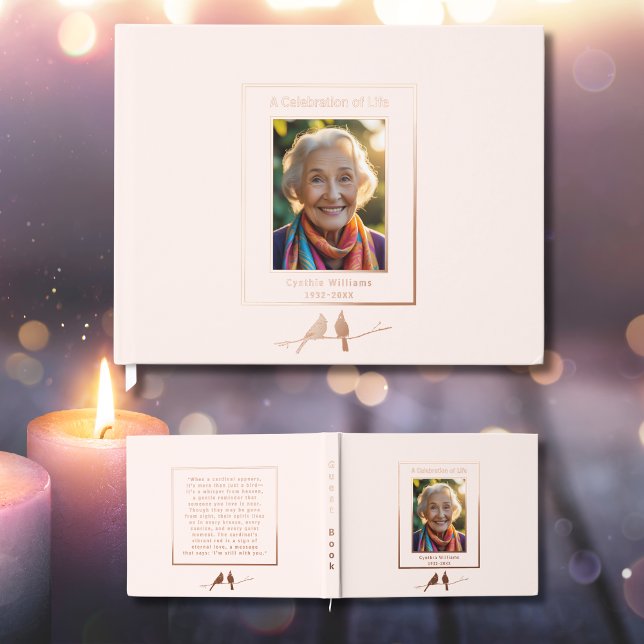 Cardinaux rose vif Réel Foil Funeral Livre d'or (Créateur téléchargé)