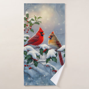 Cardinaux rouges et Holly en neige
