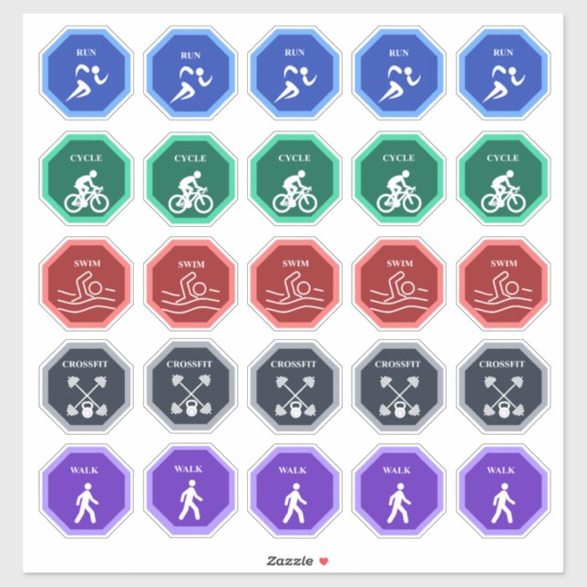 Cardio Days Workout Tracker Planner Stickers (Sheet)