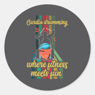 Cardio Drumming Gym Exercise Funny Fitness Cl W Classic Round Sticker