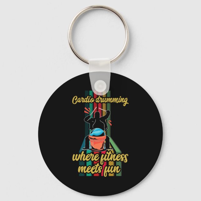 Cardio Drumming Gym Exercise Funny Fitness Cl W  Keychain (Front)