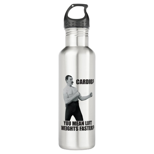 Cardio - Lift Weights Faster - Overly Manly Man 710 Ml Water Bottle (Front)