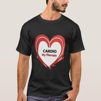 Cardio My Therapy | Bold Red Heart Fitness T-Shirt