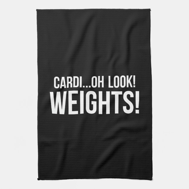 Cardio vs Weights - Funny Novelty Gym Workout Kitchen Towel (Vertical)