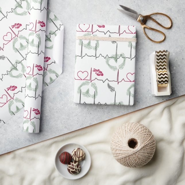 Cardiogram with heart. wrapping paper (Crafts)