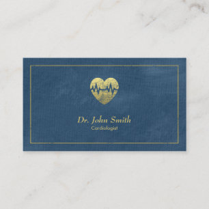 Cardiologist, Blue Canvas Golden Frame & Heart Appointment Card