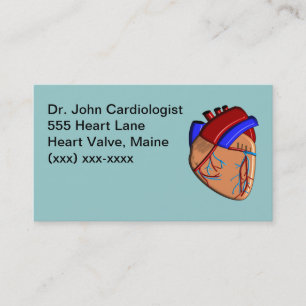 Cardiologist Business Cards Heart Drawing