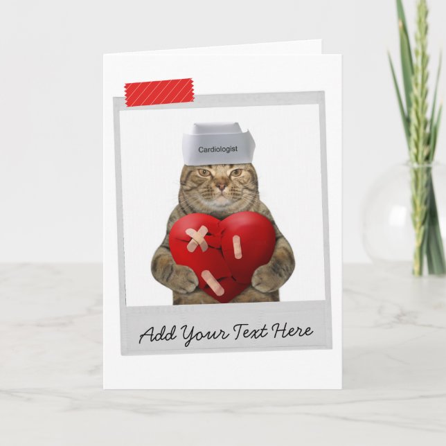 Cardiologist Doctor Heart Surgeon Cat Funny Card (Front)