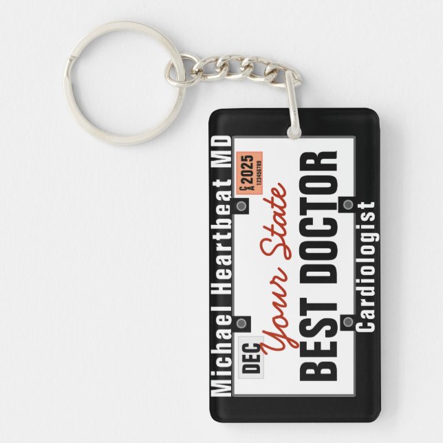 Cardiologist Doctor License Plate Keychain (Front)