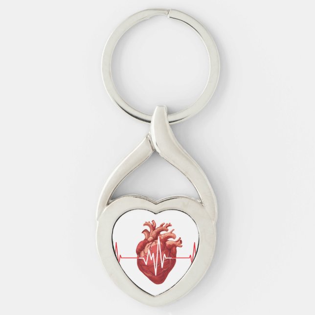 Cardiologist Heart Doctor Cardiology Echo Design Keychain (Front)
