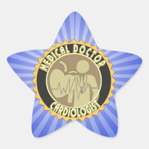 CARDIOLOGIST LOGO - HEART DOCTOR STAR STICKER