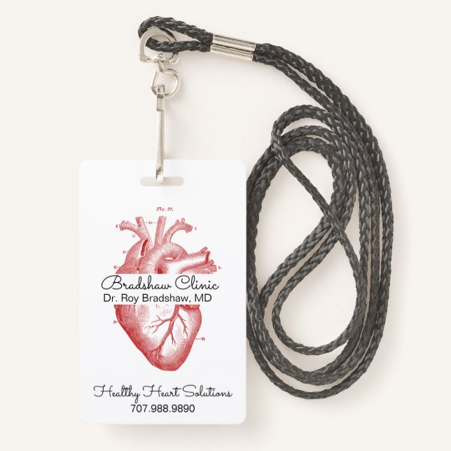 Cardiologist Or Heart Clinic Anatomical Heart Badge (Front with Lanyard)