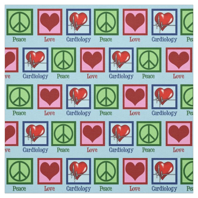 Cardiologist Peace Love Cardiology Fabric (Swatch)