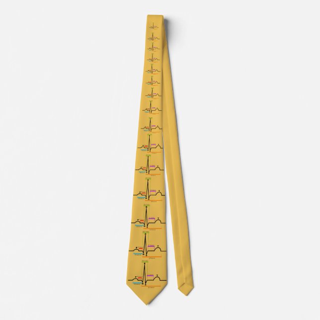 Cardiologist QRS Complex Mens Tie Yellow (Front)