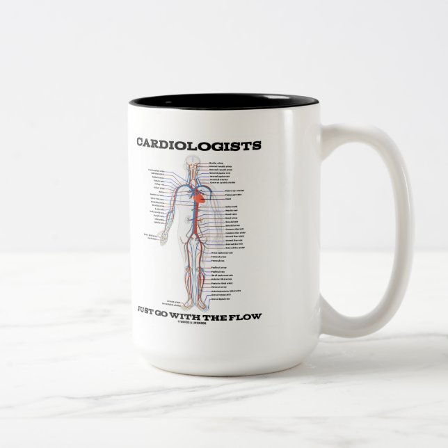 Cardiologists Just Go With The Flow (Circulatory) Two-Tone Coffee Mug (Right)