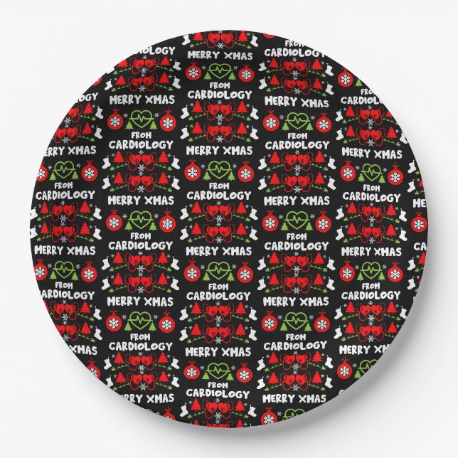 Cardiology Christmas Medical Staff Gifts Paper Plate (Front)