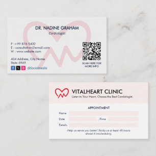 Cardiology Clinic Business   Clean Appointment Card