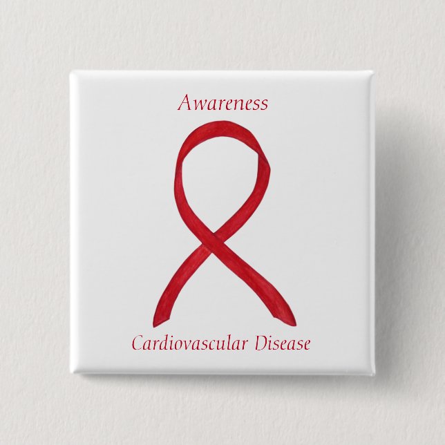 Cardiovascular Disease Awareness Ribbon Custom Pin (Front)